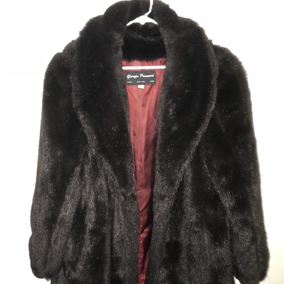 Giorgio Parnucci Faux Fur Black Coat - Picture 1 of 7